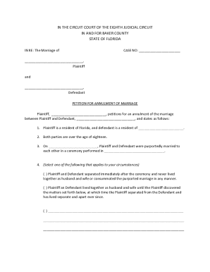 Printable Annulment Papers  Form