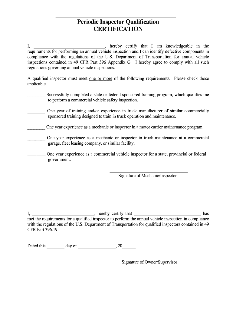 Dot Roadside Inspection Checklist  Form