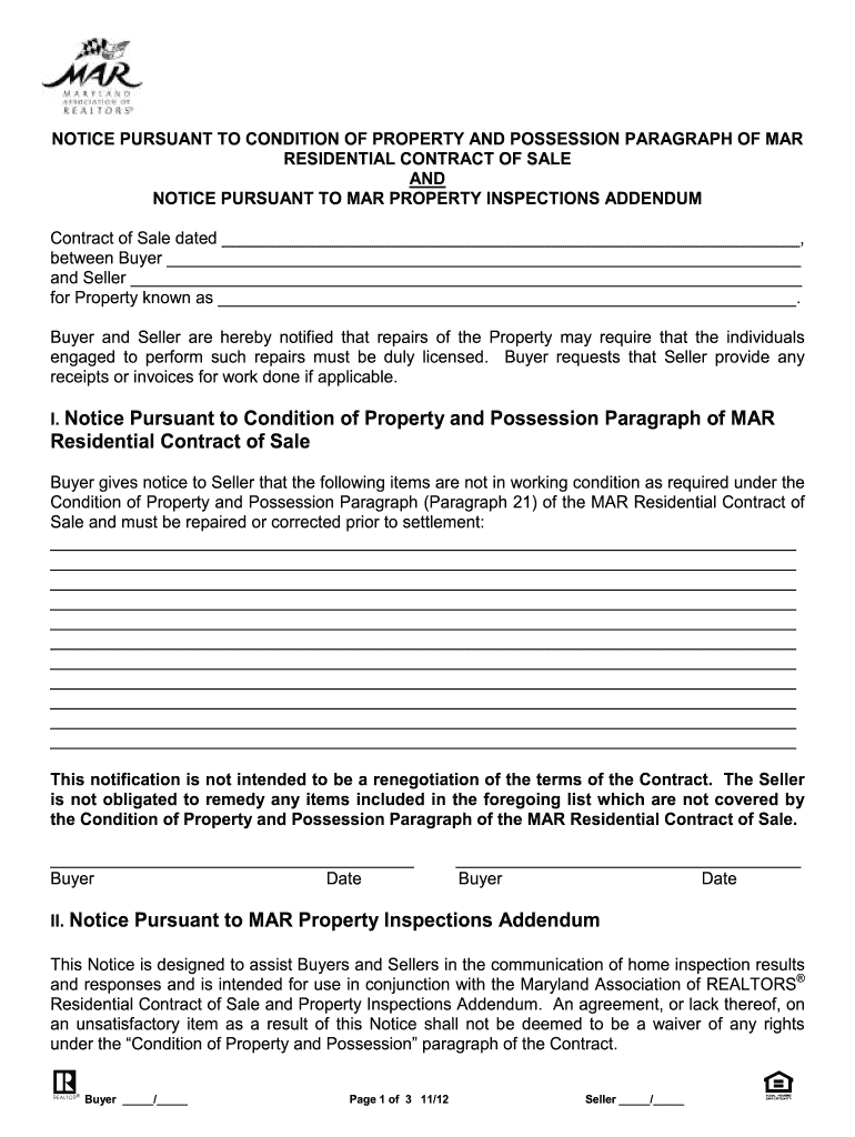 Property Inspection Notice  Form