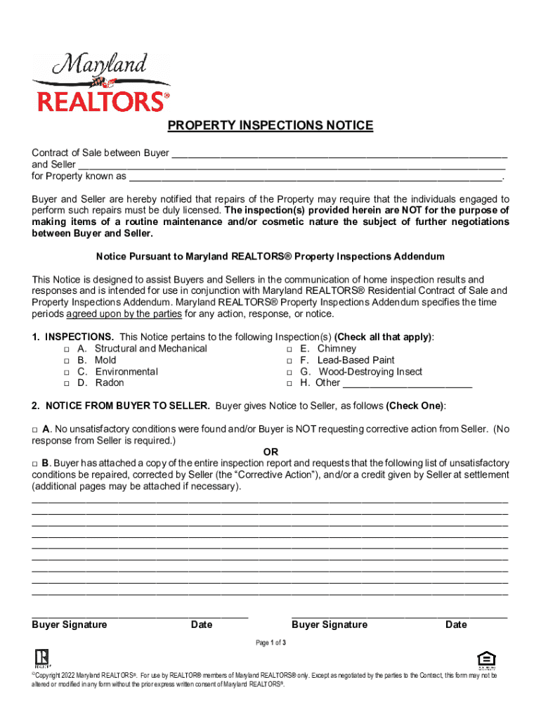 Property Inspection Notice  Form