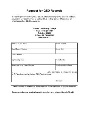Ged Transcript Template  Form