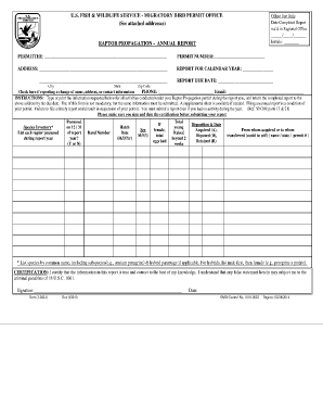 U S Fish and Wildlife Service Form 3 202 8 Raptor Propagation Annual Report Fws