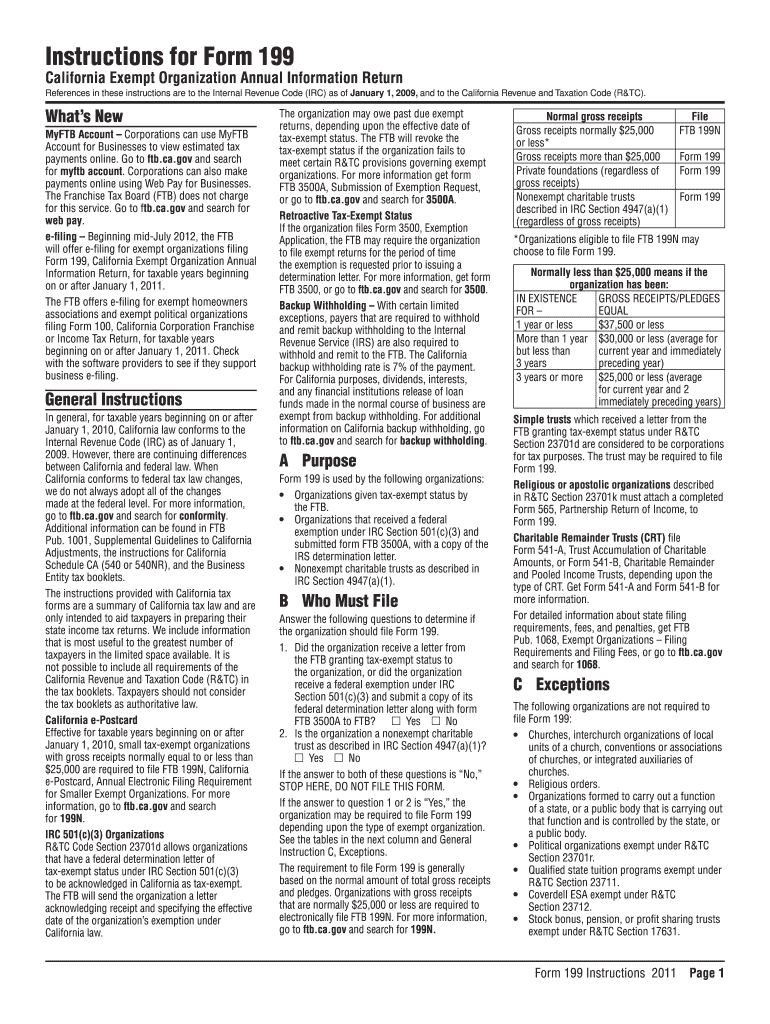 Instructions for Form 199 California Franchise Tax Board 2010