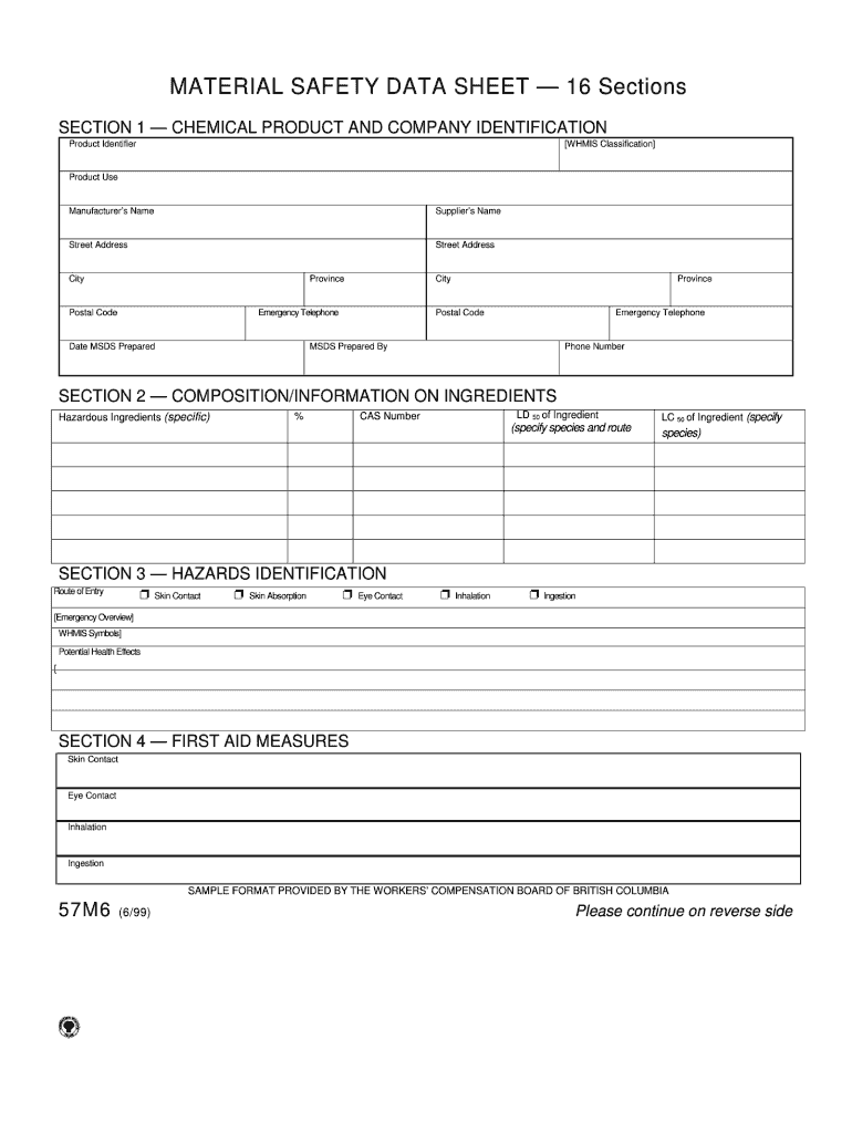 Get and Sign Safety Data Sheet Template 1999-2022 Form