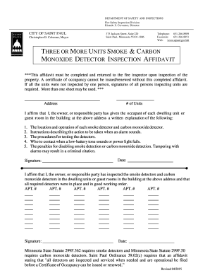 Smoke Detector Affidavit  Form