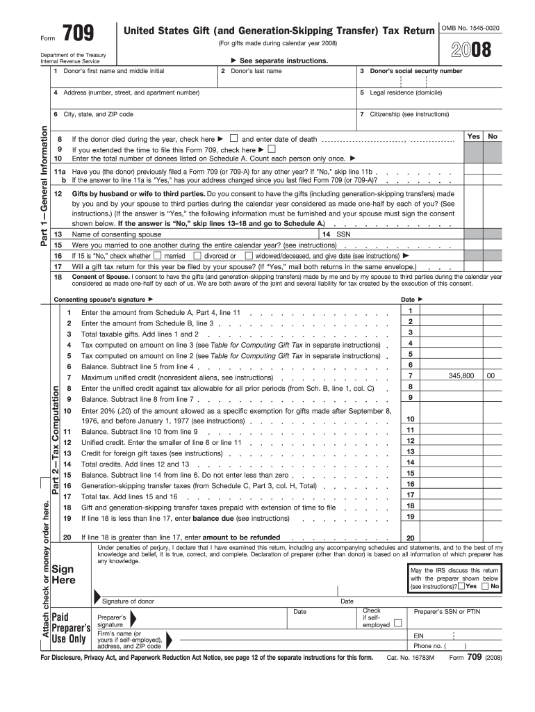  709 Form 2008