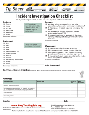 Incident Investigation Checklist PDF  Form