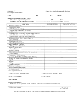 Crane Operator Evaluation Form PDF