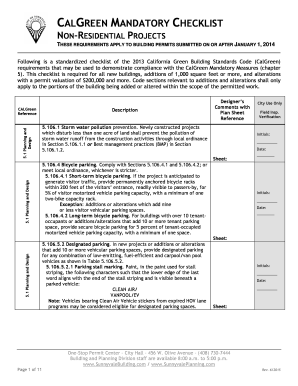  Calgreen Mandatory Checklist City of Sunnyvale California Sunnyvale Ca 2015