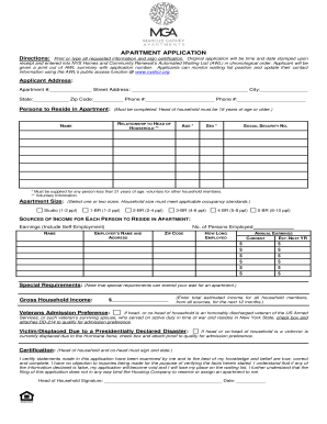 Marcus Garvey Apartments Application  Form