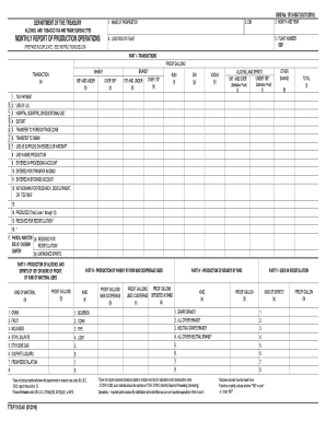 TTB F 5110 40MONTHLY REPORT of PRODUCTION OPERATIONS TTB F 5110 40MONTHLY REPORT of PRODUCTION OPERATIONS Ttb  Form