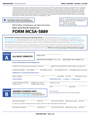  Fmcsa Form 5889 2021-2024