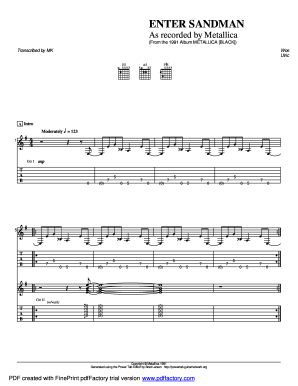 Enter Sandman Bass PDF  Form