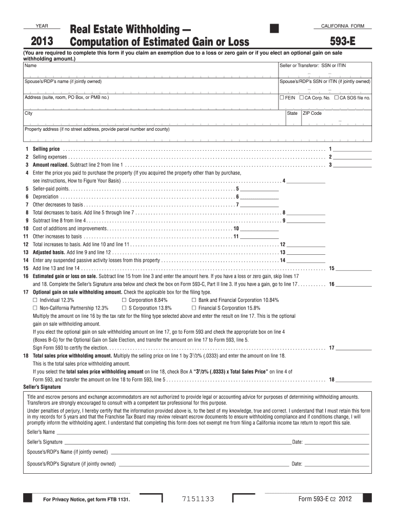  Form 593 E 2019