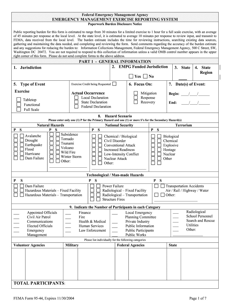  Fema 95 44 Form 2004-2024