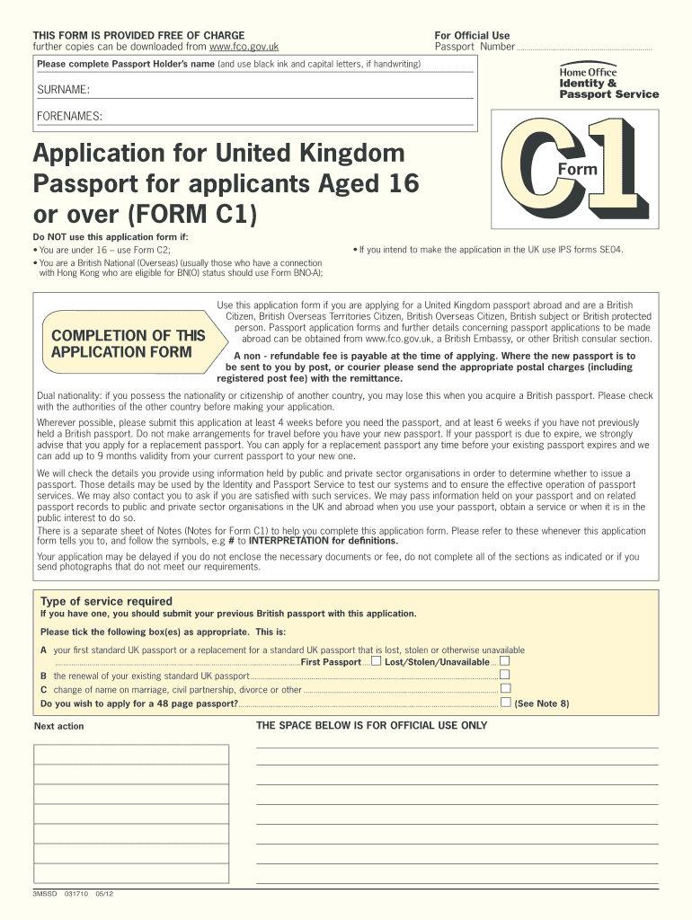 C1 Passport Form