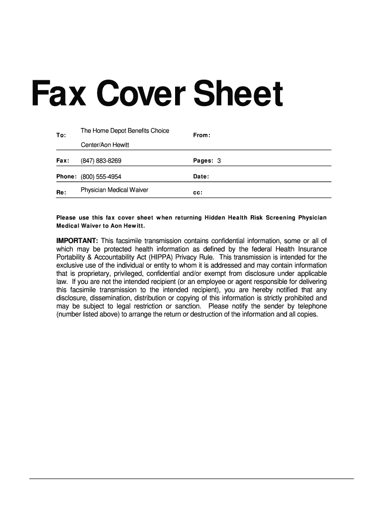 Printable Fax Cover Sheet with Confidentiality Statement  Form
