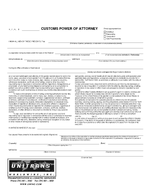 Customs Power of Attorney Form Fillable