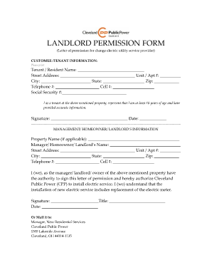 Landlord Permission Letter for Visitor  Form