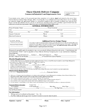 Oncor Load Sheet  Form