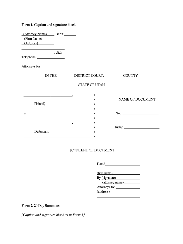 Template For Tenant To File Answer To Sumons And Complaint Ut Form 