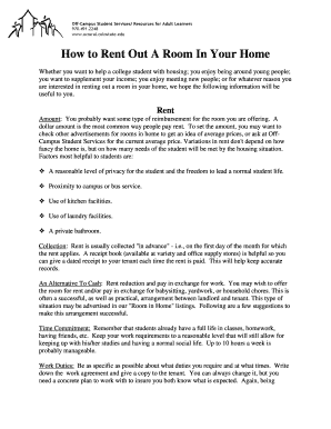 Room Rental Dwelling Lease Form