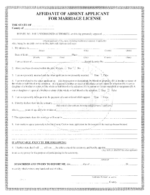 Affidavit of Absent Applicant for Marriage License  Form