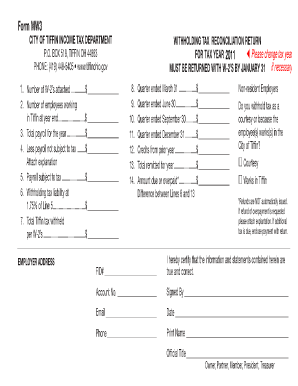 City of Tiffin Income Tax  Form