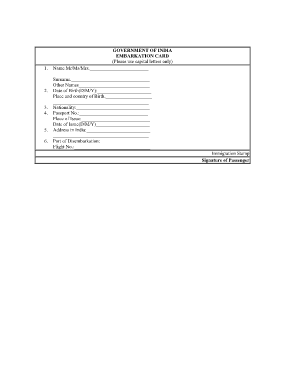 Departure Form India