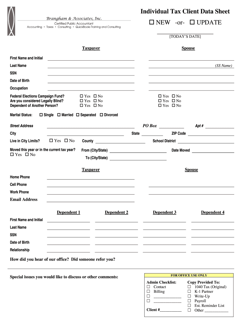  Client Data Sheet 2013