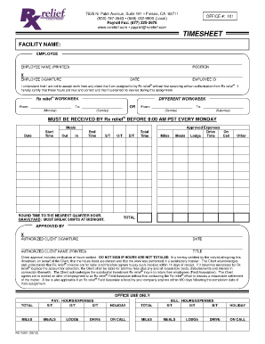 Rx Relief Timesheet  Form