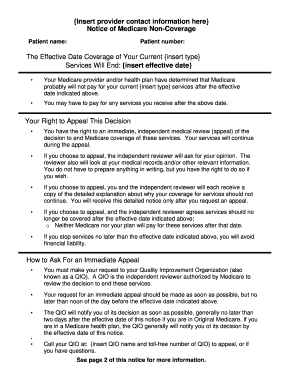 Notice of Medicare Non Coverage  Form