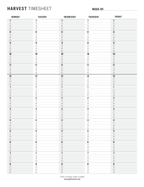 HARVEST TIMESHEET  Form