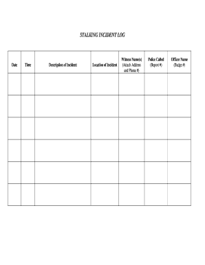 Stalking Incident Log  Form