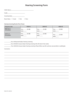 Hearing Screening Form