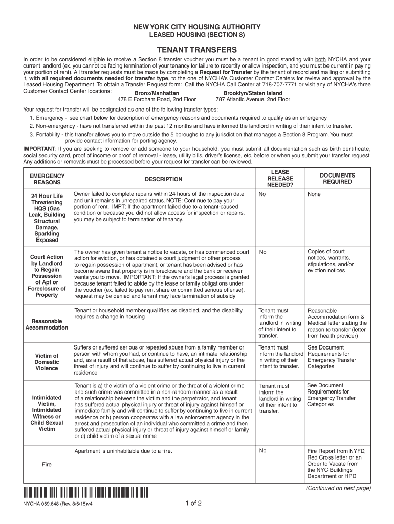 Nycha Tenant Form