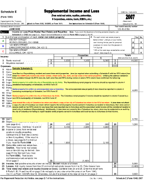 Sample Schedule E  Form