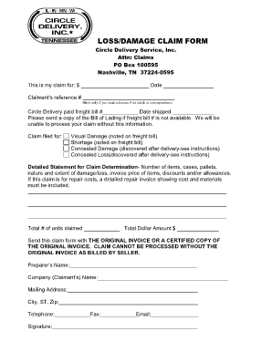 Averitt Freight Claim  Form