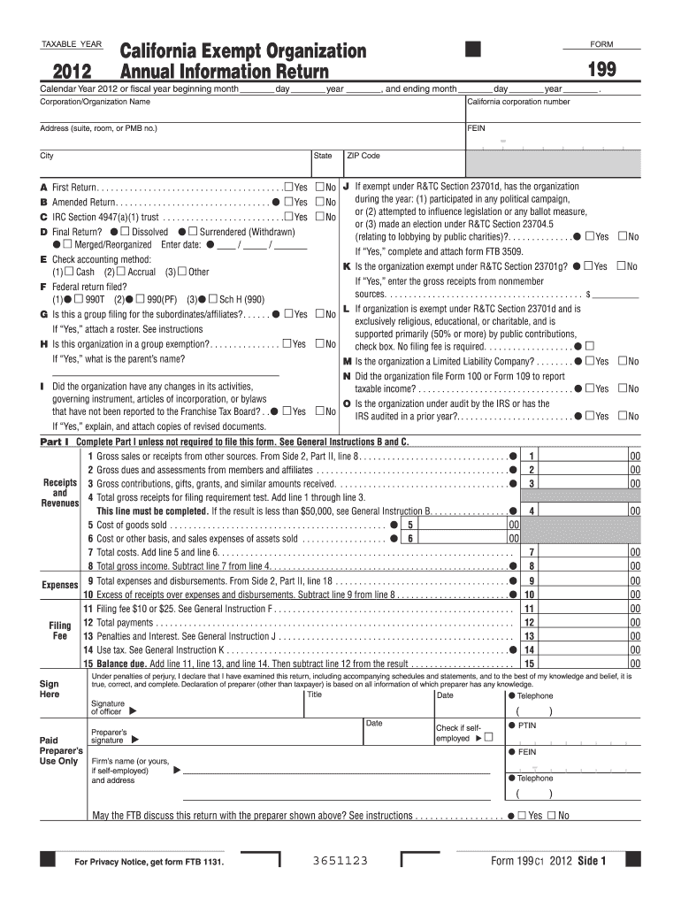  Form 199 California 2019