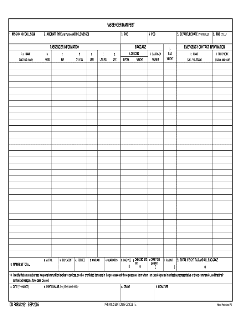  Dd Form 2131 2005-2024