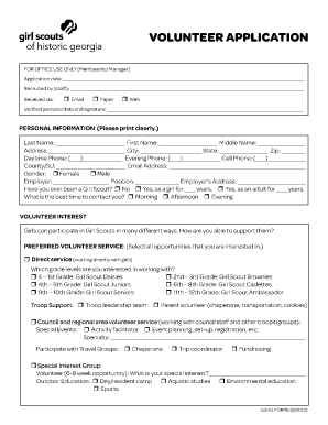Girl Scout Online Volunteer Application Historic Ga Form