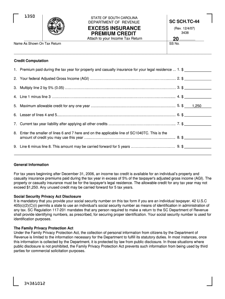  Sc Form Credit 2007