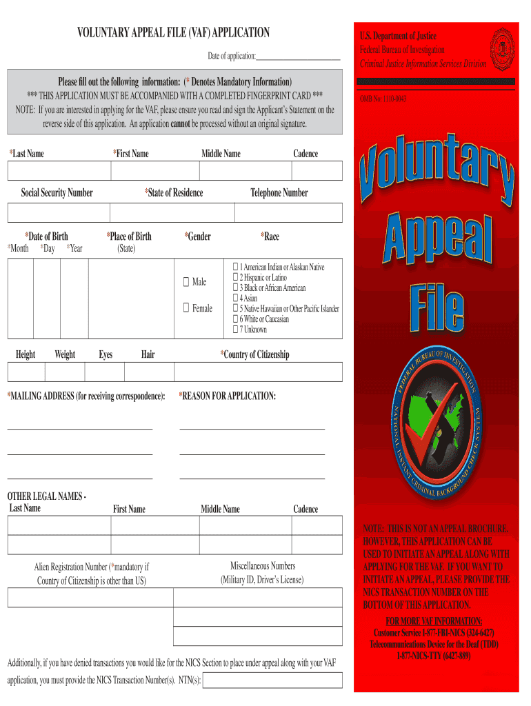 Voluntary Appeal File  Form