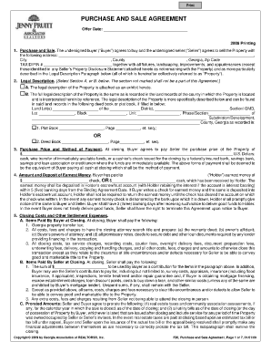 Georgia Purchase and Sale Agreement PDF  Form