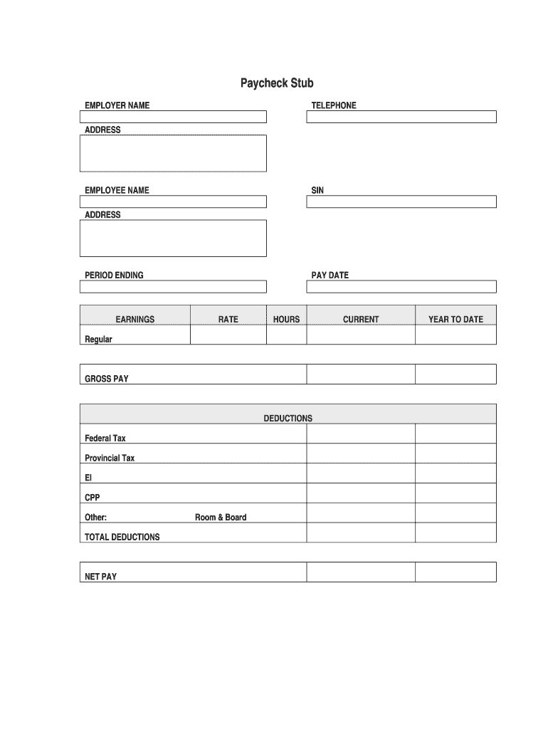 Blank Pay Stub  Form