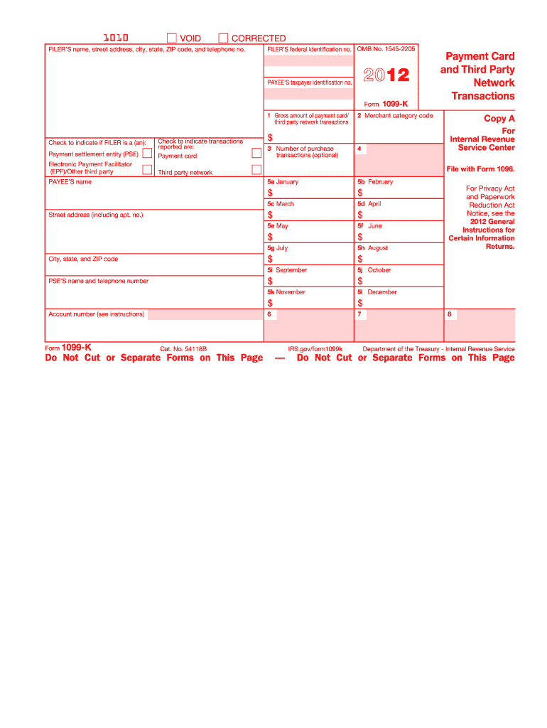  1099 K Form 2012