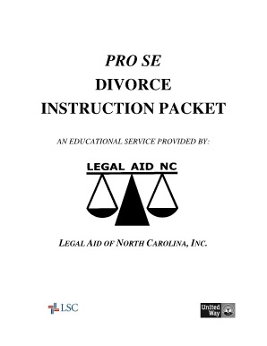 Nc Pro Se Divorce Packet Fillable Form