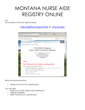 Cna License Lookup Montana  Form