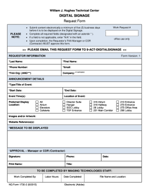 WJHTC Digital Signage Request Form Faa