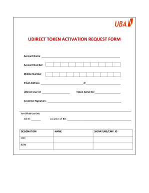 UDIRECT TOKEN ACTIVATION REQUEST FORM